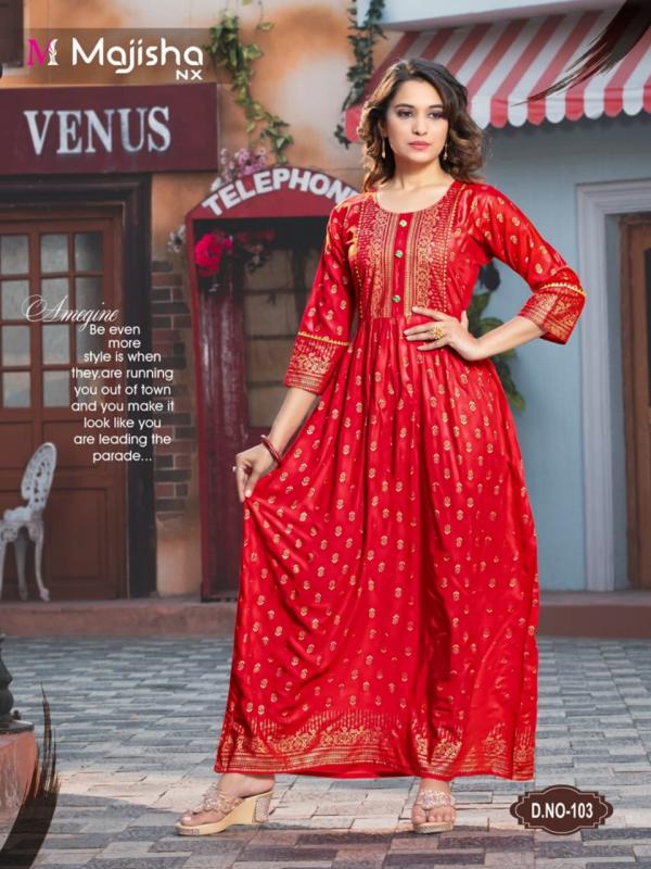 Majisha Nx Srivalli 1 Fancy Rayon Long Kurti 